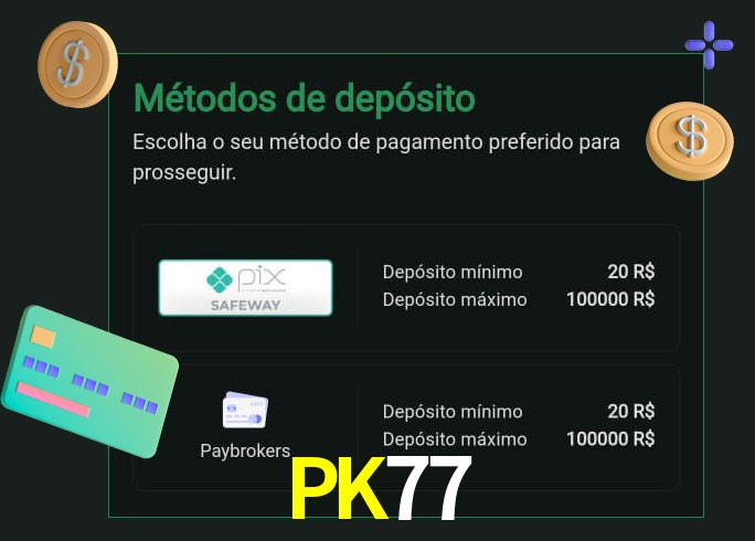 O cassino PK77 oferece uma grande variedade de métodos de pagamento